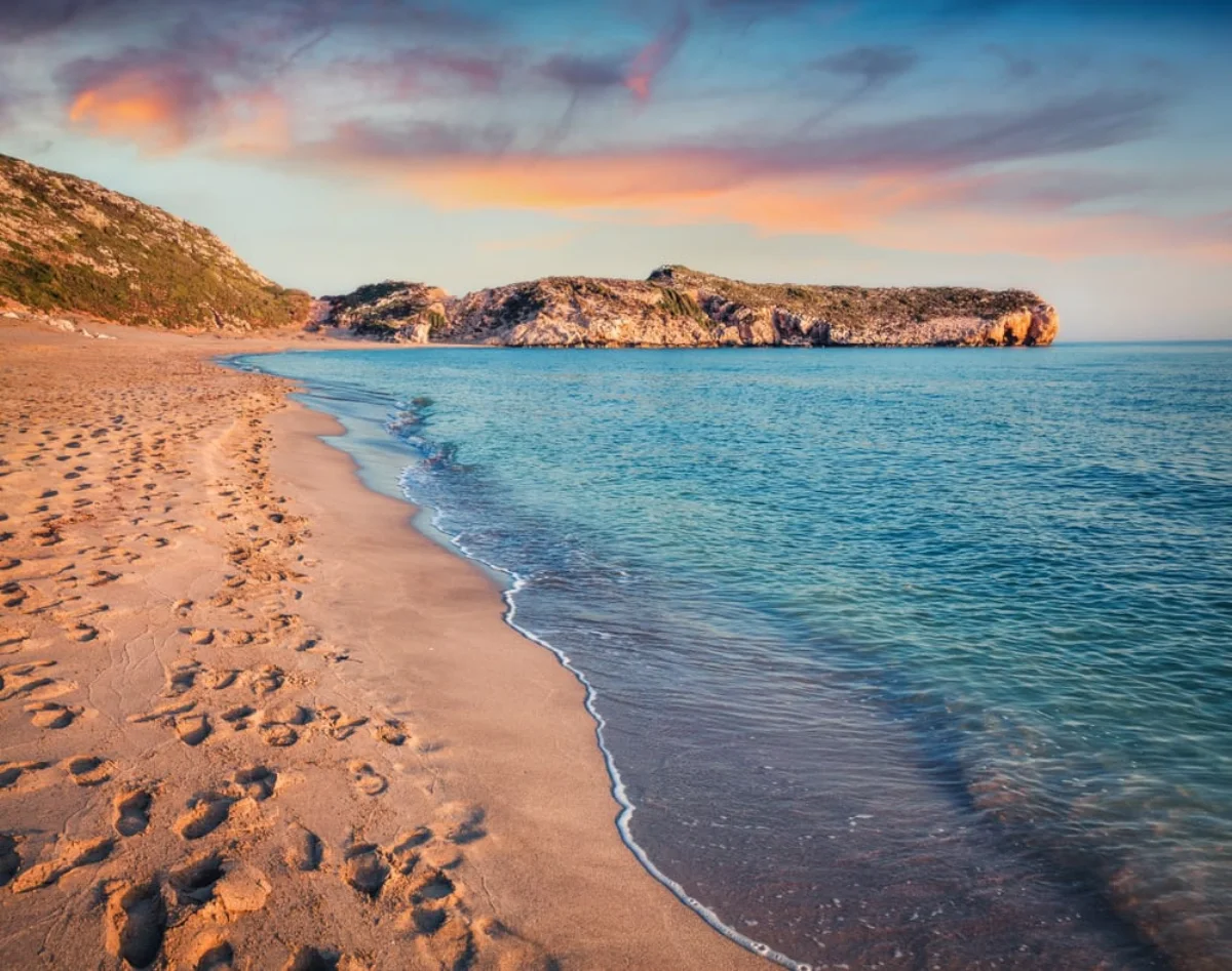 Turquoise cove at golden hour